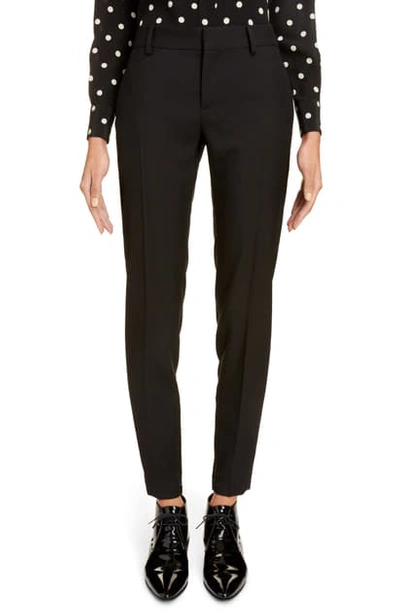 Shop Saint Laurent Wool Gabardine Skinny Pants In Noir