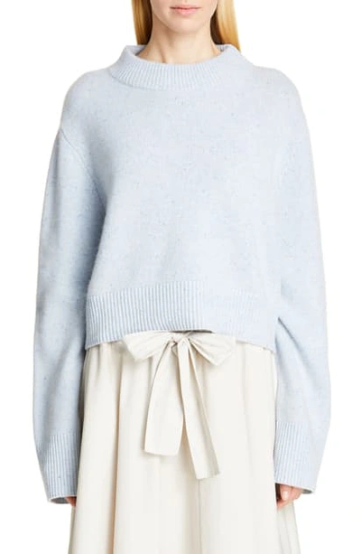 Shop Co Boxy Cashmere Crop Sweater In Heather Blue