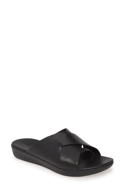 Shop Fitflop Annah Novaweave Toe-thong Sandal In Black Leather