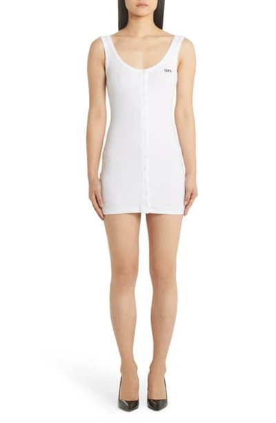 Shop Off-white Logo Print Body-con Minidress In White Black