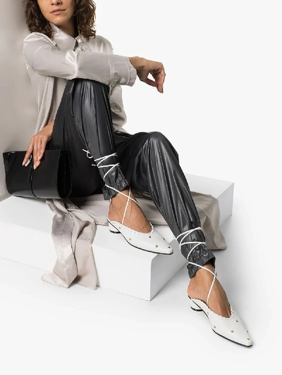 Reike Nen Sue 30mm Studded Ankle-tie Mules In White