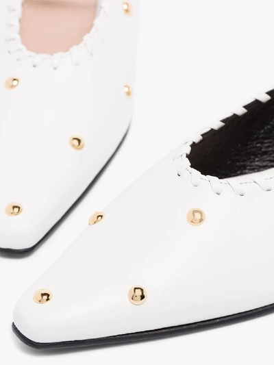 Shop Reike Nen White Sue 30 Studded Ankle Tie Mules