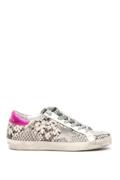 Shop Golden Goose Python Print Superstar Sneakers In Natural Snake Print Ice Star (white)