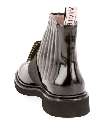 Roger Vivier Viv Ranger Embellished Patent-leather Chelsea Boots In Black