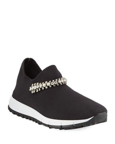 Shop Jimmy Choo Verona Sneakers With Crystal Strap In Black