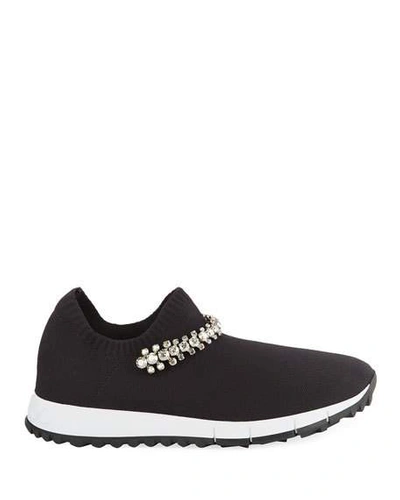 Shop Jimmy Choo Verona Sneakers With Crystal Strap In Black