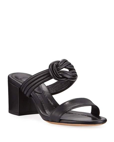 Shop Alexandre Birman Vicky Knotted Leather Block-heel Sandals In Black