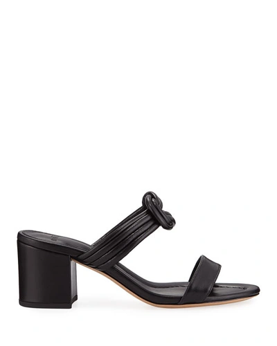 Shop Alexandre Birman Vicky Knotted Leather Block-heel Sandals In Black