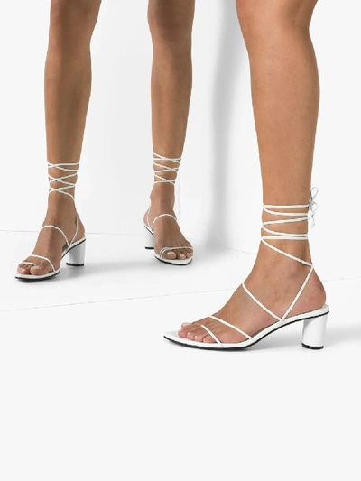 Shop Reike Nen White Odd Pair 60 Wrap Leather Sandals