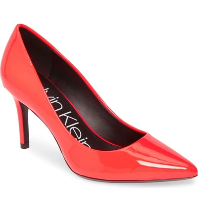 Shop Calvin Klein 'gayle' Pointy Toe Pump In Bright Pink Patent Leather