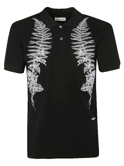 Shop Alexander Mcqueen Embroidered Polo Shirt In Black