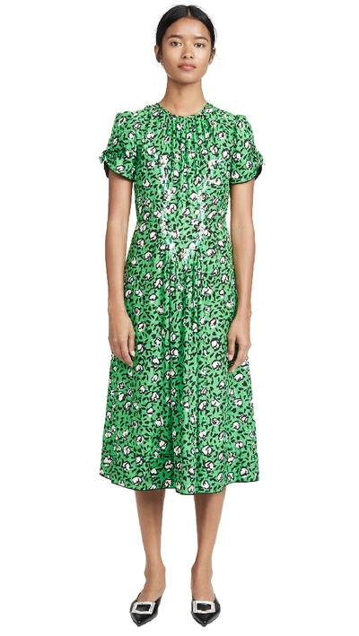 Marc Jacobs The Sofia Loves The 40s Silk Midi Dress In Green Multi