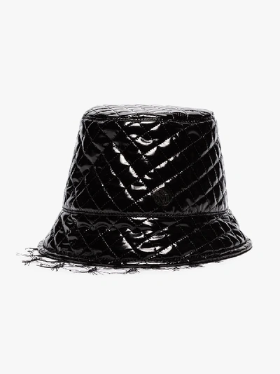Shop Maison Michel Black Souna Quilted Vinyl Bucket Hat