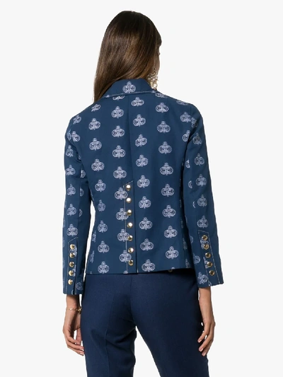 Shop Chloé Logo Print Jacket In Blue