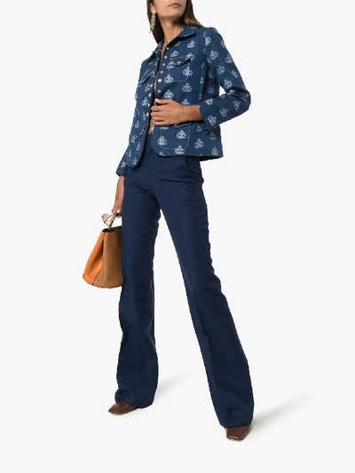 Shop Chloé Logo Print Jacket In Blue