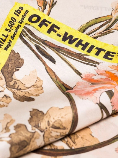 Shop Off-white Multicoloured Floral Logo Border Scarf