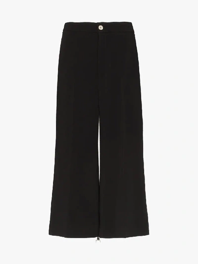 Shop Gucci High-waisted Web Culottes In Black