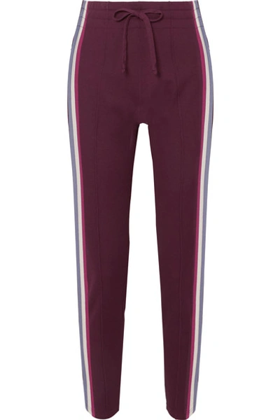 Shop Isabel Marant Étoile Darion Striped Knitted Track Pants In Burgundy