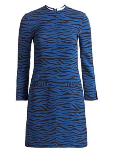 Shop A.l.c Noelle Tiger-print Dress In Blue Black