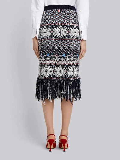 Shop Thom Browne Wool Blend Anchor Embroidery Pencil Skirt In Blue