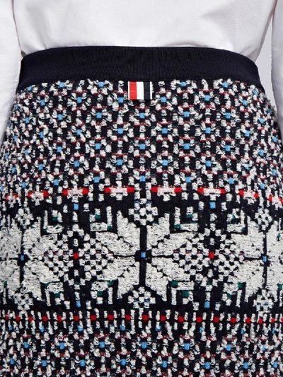 Shop Thom Browne Wool Blend Anchor Embroidery Pencil Skirt In Blue