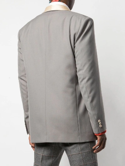 Shop Gucci Satin Lapel Tuxedo Jacket In Grey