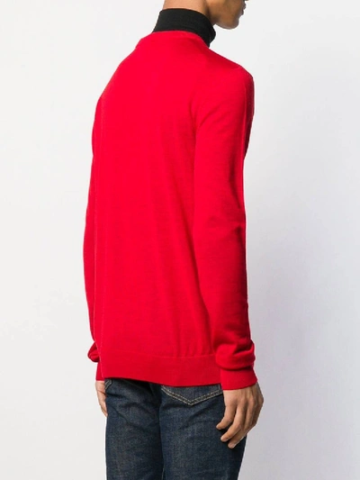 Shop Balmain Wool Logo Sweater Red