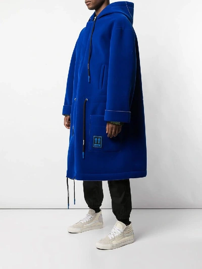 Cobalt Neoprene-backed Velvet Parka In Blue