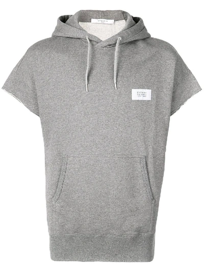 Shop Givenchy Drawstring Short Sleeve Hoodie In Grey