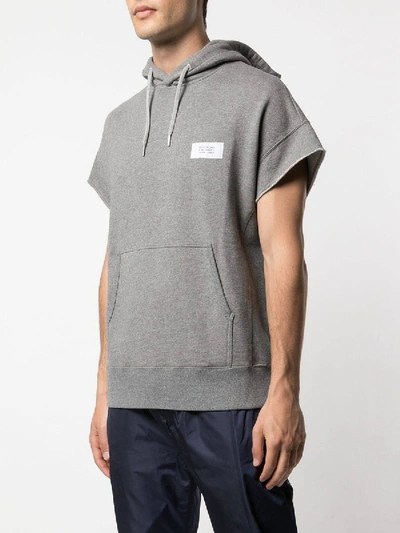 Shop Givenchy Drawstring Short Sleeve Hoodie In Grey