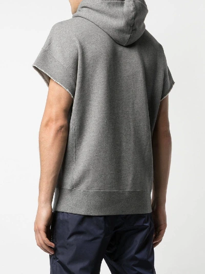 Shop Givenchy Drawstring Short Sleeve Hoodie In Grey