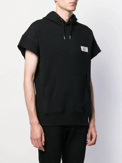 Shop Givenchy Drawstring Short Sleeve Hoodie Black