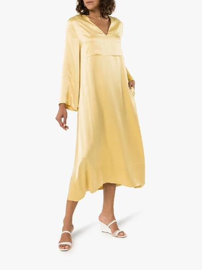 Shop Asceno Rattan Silk Dress In Yellow