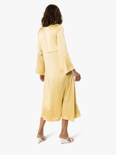 Shop Asceno Rattan Silk Dress In Yellow