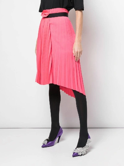 Shop Balenciaga Asymmetric Belted Pleated Skirt
