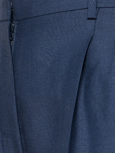 Shop Fendi High Waist Mohair Pleated Trousers In Blue