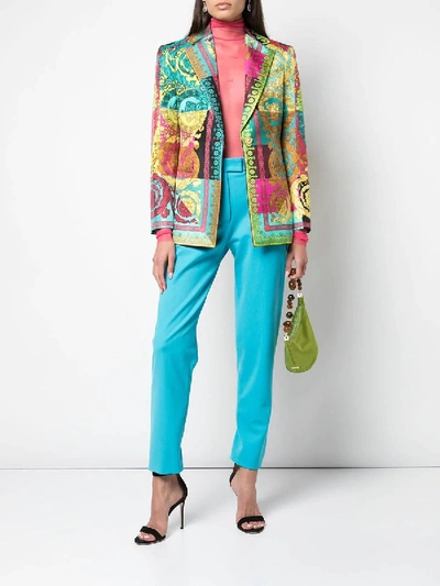 Shop Versace Barocco Pattern Blazer In Multicolor