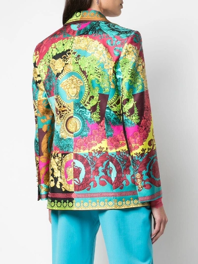 Shop Versace Barocco Pattern Blazer In Multicolor