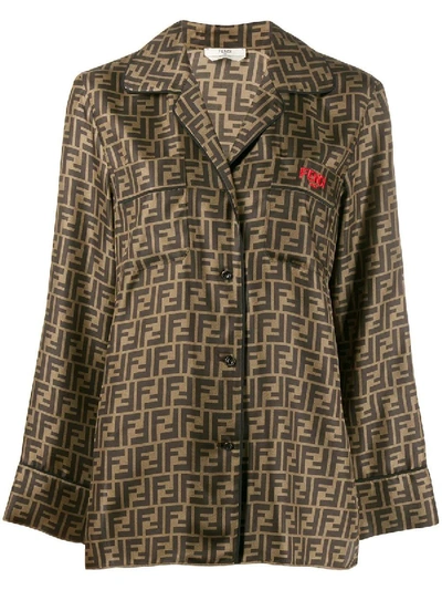 Shop Fendi Motif Pattern Shirt