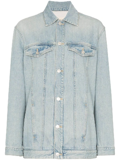 Shop Givenchy Embroidered Logo Jean Jacket In Blue