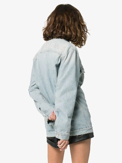 Shop Givenchy Embroidered Logo Jean Jacket In Blue