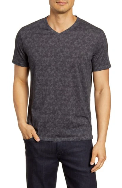 Shop Robert Barakett Floral V-neck T-shirt In Black