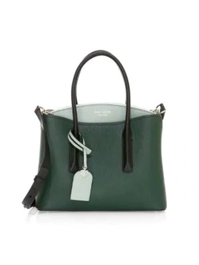Shop Kate Spade Large Margaux Leather Satchel In Deep Ever Green