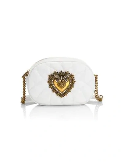Shop Dolce & Gabbana Devotion Quilted Leather Camera Bag In White