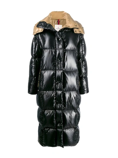 Shop Moncler Long Puffer Coat In Black