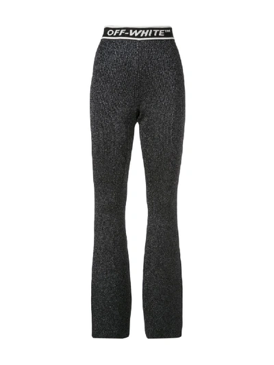 Shop Off-white Knitted High-waist Flared Trousers In Black