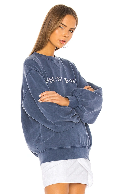 Anine Bing Embroidered-logo Sweatshirt In Navy | ModeSens