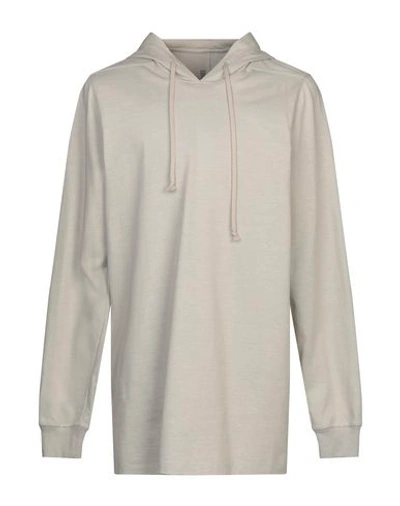 Shop Rick Owens Hooded Sweatshirt In Light Grey