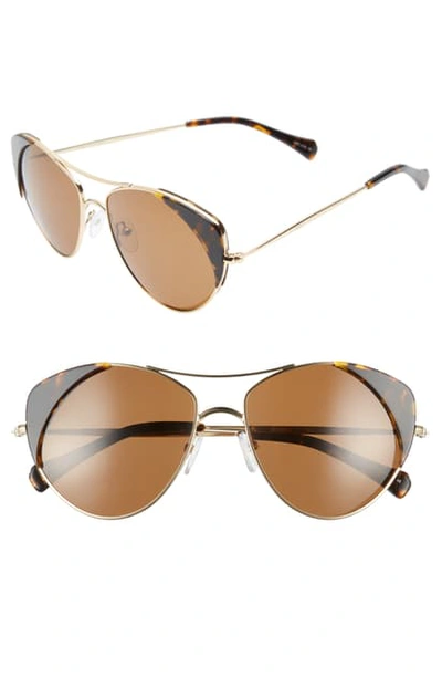 Shop Zac Zac Posen Birdie 59mm Polarized Aviator Sunglasses In Tortoise Polar/ Brown
