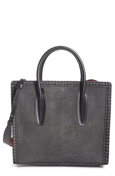 Shop Christian Louboutin Medium Paloma Embossed Leather Satchel In Black/ Black